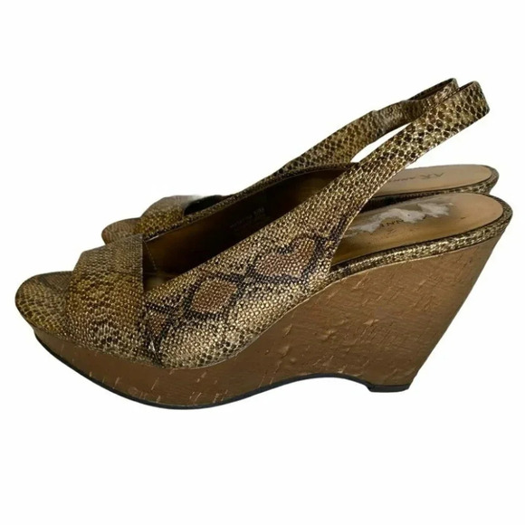 Anne Klein Fortuna 8.5 faux metallic‎ snakeskin 4” wedges - Picture 1 of 7